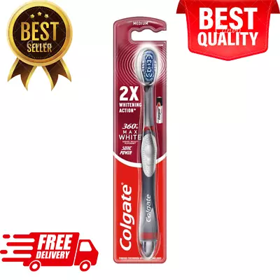 Colgate 360 Max White Sonic Power Medium Toothbrush Whitening Toothbrush With • £4.66