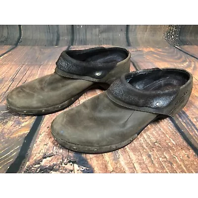 Merrell Luxe Wrap Bitter Chocolate Brown Leather J68662 Clog Mules Womens 9 (12b • $29.99