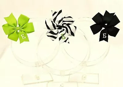 3 Personalized Hairbows Lot Girls Monogram Black Apple Green Zebra Initial E • $9.99