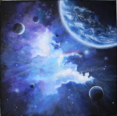 Original Acrylic Painting On Canvas Space Wall Decor • $45