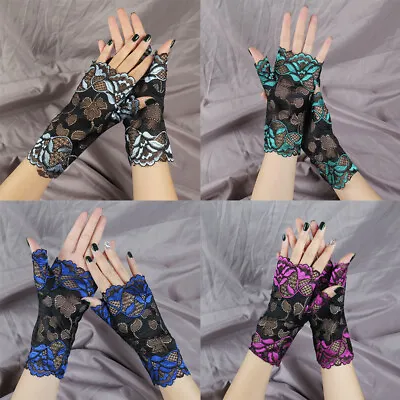 £2.75 • Buy Womens Floral Lace Fingerless Gloves UV Sun Protection Driving Mittens Sunscreen