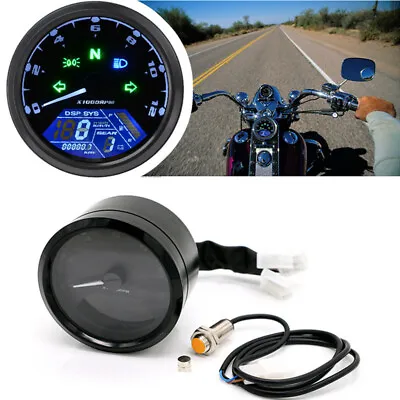 LCD Digital Universal Motorcycle Odometer Speedometer Tachometer 12000RPM Gauge • $36.75