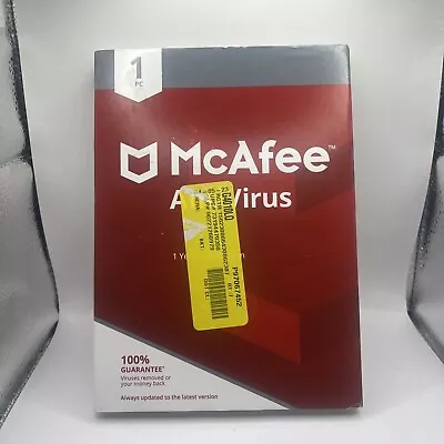 McAfee AntiVirus 1 PC 1 Year Always Updated To Latest Version NEW Sealed 9C • $9.99