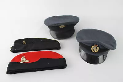 £25 • Buy 4 X Vintage Military Peacked & Side Caps Inc RAF, Royal Artillery, Etc