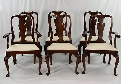 Reupholstered Set Of 6 HENKEL HARRIS Model 110S Mahogany Dining Room Chairs • $1200
