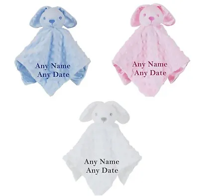Personalised With Name Baby Comforter Taggy Bunny Rabbit Blanket Boy Girl Gift • £7.99