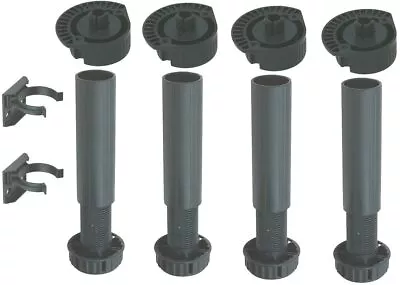 Set Of 4 Black Plastic Adjustable Plinth Leg Kitchen Cabinet Legs Feet 150mm NEW • £9.99