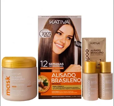 KATIVA ALISADO BRAZILIAN STRAIGHTENING Kit - Keratin Hair Smoothing/straighteng • £24.95