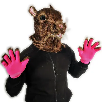 Rat Mask & Gloves Fursuit Brown Mouse Animal Splinter Costume Accessory Masks • $41.05