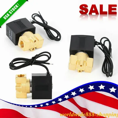 1/4 Inch 110/120 Volt Electric Solenoid Valve Air Gas Oil Water Air N/C Brass US • $21.85