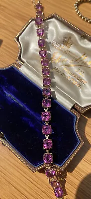 9ct Gold Pink Sapphire Tennis Bracelet - Fully Hallmarked - 7.5 Inches • £495