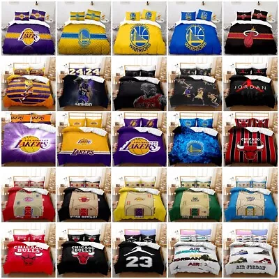 $13.99 • Buy Basketball Jordan Bull Lakers Quilt Doona Duvet Cover Pillowcase Bedding Set
