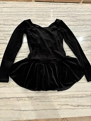 Mondor Girls Black Velvet Figure Skating Dress Size YJ Style 29097 • $50