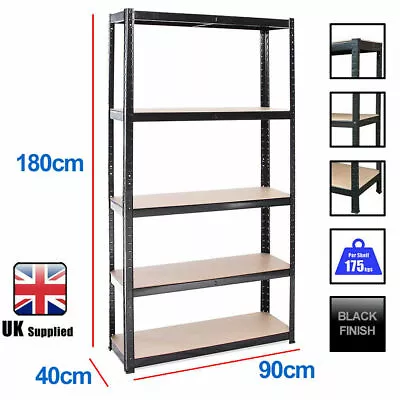 Boltless 5 Or 4 Tier Heavy Duty Garage Storage Metal Steel Shelving Racking Unit • £32.99