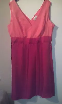 Pure Silk Holly Willoughby Red/Orange Drawstring Sleeveless Dress Sz18 • £100