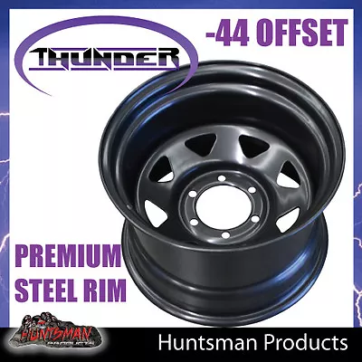 15x10 6 Stud Black Thunder Steel Wheel Rim -44 Offset. 6/139.7 PCD Patrol Etc • $105