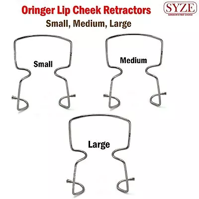 Oringer Lip Cheek Retractors Surgical Self Dental Retaining Metal Wire 3 Sizes • £6.49