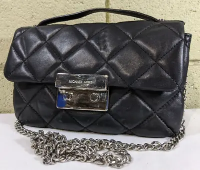 Authenticated Michael Kors Black Quilted Soft Leather Sloan Messenger/Crossbody • $48.46