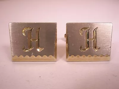 H Monogram Initial Letter Vintage HICKOK Cuff Links Harold Henry Hank Hanse Huck • $32.49