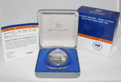 $59 • Buy 2004 Australia $5 Silver Proof 1.167 Oz Sydney To Athens Olympic Coin