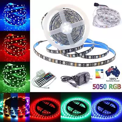 1M-30M LED Strip Light 5050 RGB 30/60LEDs/M Flexible IR Remote/12V Power IP20/65 • $94.69