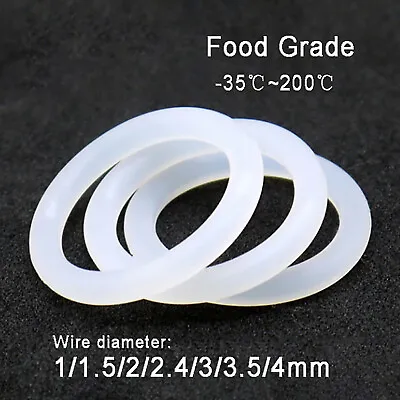 $2.48 • Buy White Food Grade Silicone O-Ring O Ring, 10mm - 50mm OD, 1mm - 4mm Wire Diameter