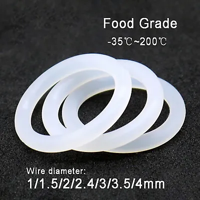 White Food Grade Silicone O-Ring O Ring 10mm - 50mm OD 1mm - 4mm Wire Diameter • $2.52