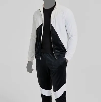 $75 INC International Concepts Men's Velour Jacket Medium White Ivory Black • $8