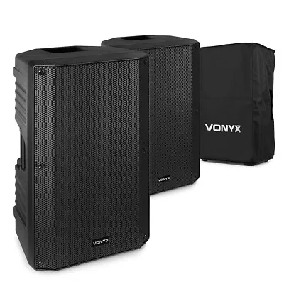 Pair Of 12  Bluetooth Active DJ PA Speakers With Protective Covers- VSA120S • £269