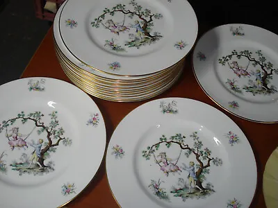 Lot Of 15 Royal Worcester England Watteau 10 1/2  Large Dinner Plates Vintage • $149.99