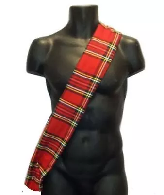 4ft Red Tartan Sash Robbie Burns Night Fancy Dress Scottish Plaid Royal Stewart • £5.95