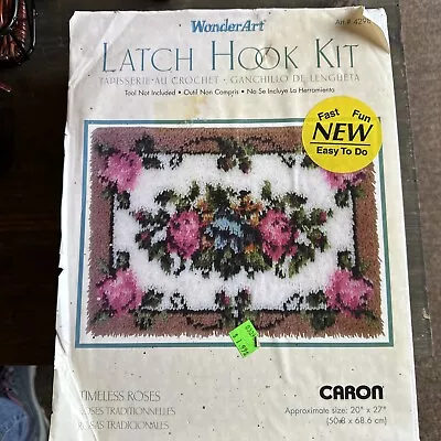 Vtg Wonder Art Latch Hook Rug Kit. No. 4298 Timeless Roses Style. 20 X27  Caron • $24.99