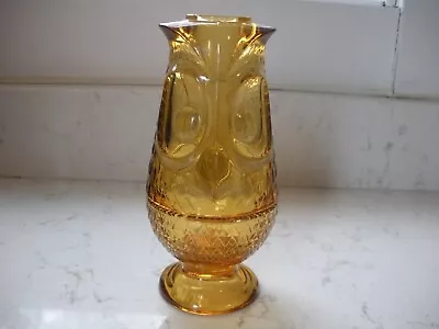 Vintage Viking Glass OWL Fairy Lamp Amber Candle Holder  Mid Century MCM LOVELY • $134.45