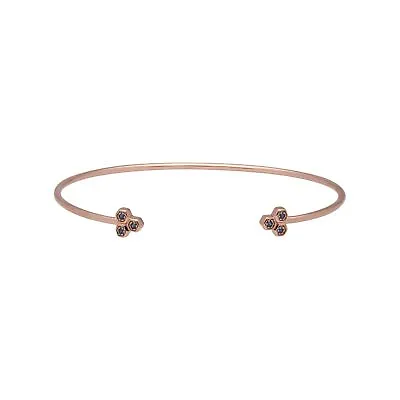 Sapphire Trilogy Geometric Bangle In 9ct Rose Gold • £175