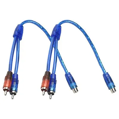 2pcs RCA Y Splitter Audio Jack Cable Adapter 1 Female To 2 Male Connector Blue • $5.99