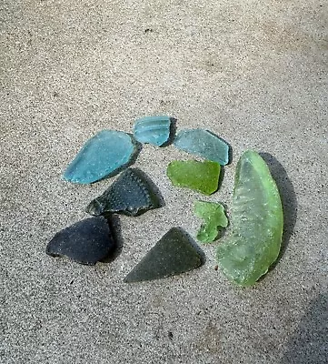 Lot Rare Color Beach Glass Olive Green Uranium Glass & Ice Blue Patapsco River • $9.99