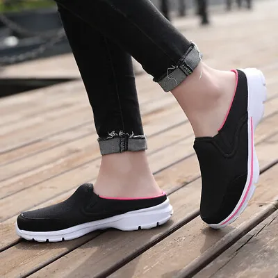 Women Mules Shoes Slip On Sneaker Backless Slipper Loafer Causal Shoes Size UK • £18.99