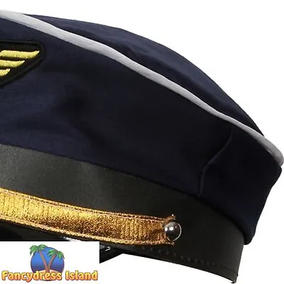 £3.09 • Buy Wicked Military Airline Pilot Hat Cap Adults Fancy Dress
