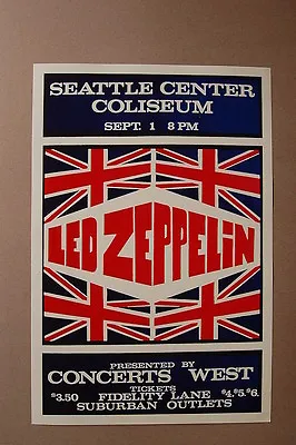 $4.35 • Buy Led Zeppelin Concert Tour Poster 1969 Seattle Center Coliseum--
