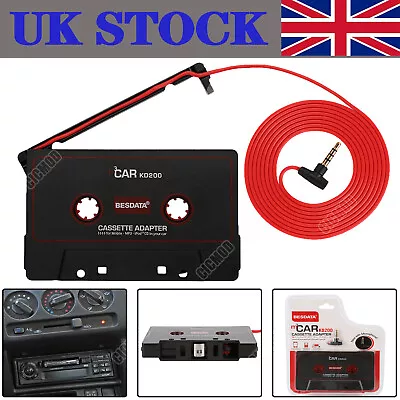 Car Cassette Casette Tape MP3 MP4 Player CD IPod IPhone 3.5mm AUX Audio Adapter • £3.99