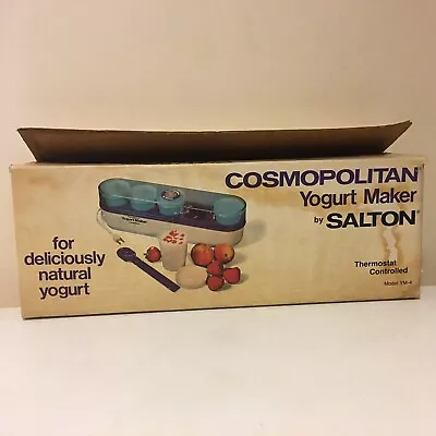 Vtg Salton COSMOPOLITAN YOGURT MAKER Model YM-4 Thermometer Spoon Booklets Box • $24.98