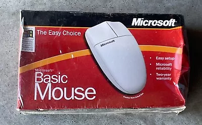 MICROSOFT Basic Mouse 1.0 PS/2 Windows 98 2000 Computer Wired New SEALED Vintage • $26.96