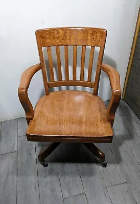 Vintage Taylor Solid Wood Mission Lawyer/Banker Library Office Arm Chair • $495