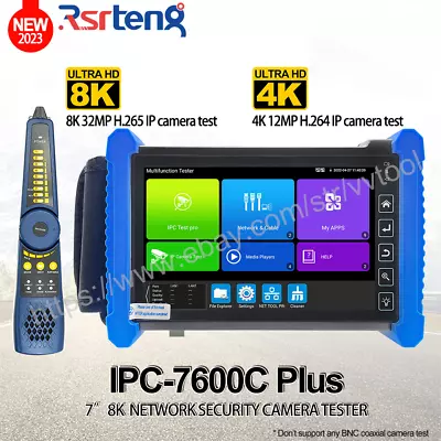 Rsrteng 7inch 8K IP Security Camera Tester 4K CCTV Monitor POE IPC-7600C Plus • $274.16