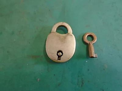 Vintage Old Mini Skeleton Key Padlock 1 1/8  High And 7/8  Wide. NICE!!! • $14.99