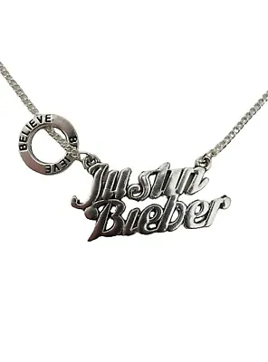 £6.97 • Buy SILVER NECKLACE JUSTIN BIEBER BELIEVE Charm Pendant Birthday Gift + Bag