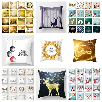 £3.15 • Buy New Christmas 18 X18  Polyester Sofa Soft Cushion Cover Pillow Case  Xmas Decor