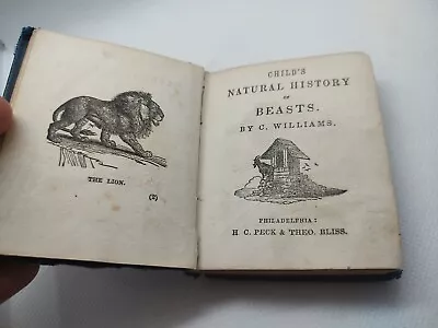 1800s C. Williams: Child's Natural History Of Beasts Hardcover Miniature Book • $45