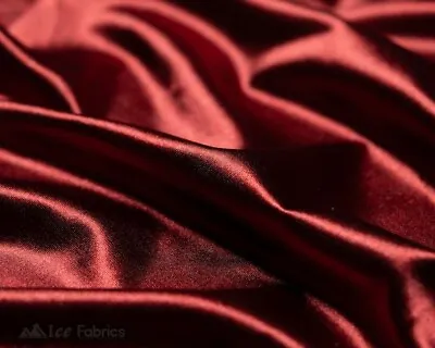 £13.54 • Buy Burgundy 4 Way Stretch Silky Satin Fabric By Yard Thick Satin