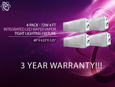 4-PACK ORILIS 4 Ft. 72W Vapor Water Tight Hardwired LED Fixture 6500K IP65 • $367.41